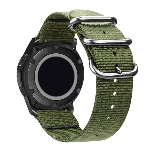 Washable Nylon Canvas Watchband, Band Width:18mm(Army Green with Silver Ring Buckle)