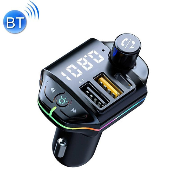 A10 Colorful Atmosphere Light FM Bluetooth Transmitter Car Charger