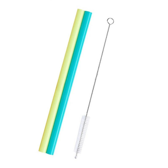 2 PCS Food Grade Silicone Straws Cartoon Colorful Drink Tools with 1 Brush, Straight Pipe, Length: 14cm, Outer Diameter: 10mm, Inner Diameter: 8.5mm, Random Color Delivery