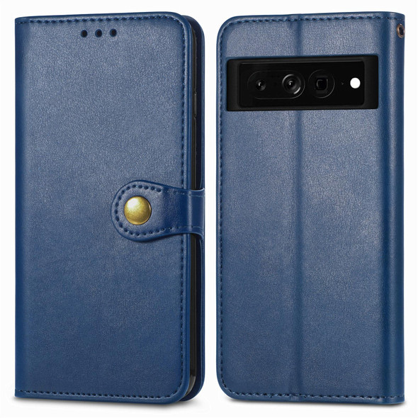 Google Pixel 7 Pro 5G Retro Solid Color Buckle Leather Phone Case(Blue)