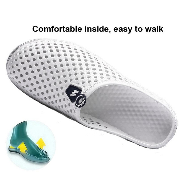 X902 Summer Beach Shoes Non-slip Flip Llops Couple Slippers Men Hole Shoes, Size: 40(White)