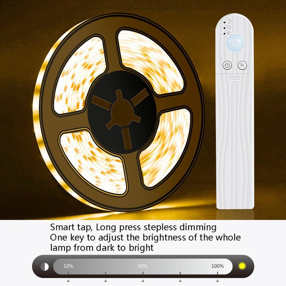 3m LED Battery Box Light Strip Intelligent Induction Dimming Soft Light Strip Drip Waterproof Cabinet Light Tape(2700K (Warm White))