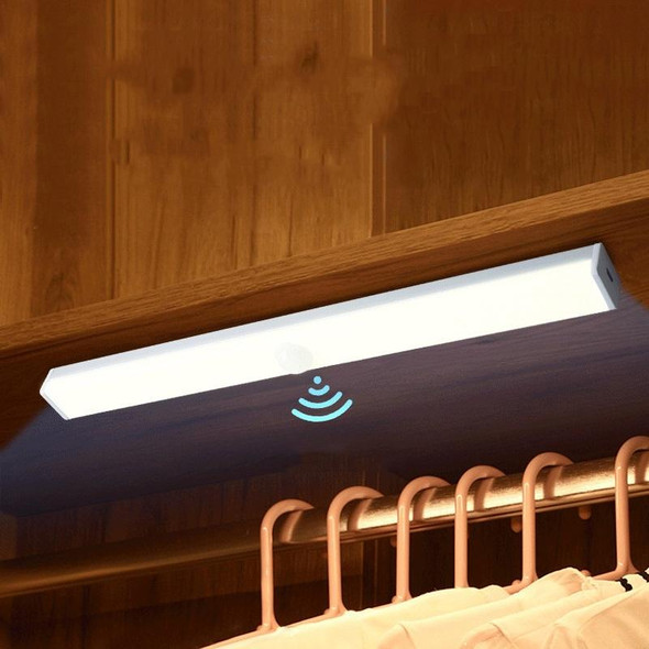 LED Human Body Induction Lamp Long Strip Charging Cabinet Lamp Strip, Size: 10cm(Silver and Warm Light)