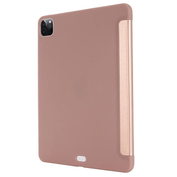 TPU Horizontal Flip Leather Tablet Case with Three-folding Holder - iPad Pro 12.9 2021/2020/2018(Rose Gold)