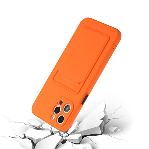 Card Slot Design Shockproof TPU Protective Case - iPhone 12 Pro Max(Orange)