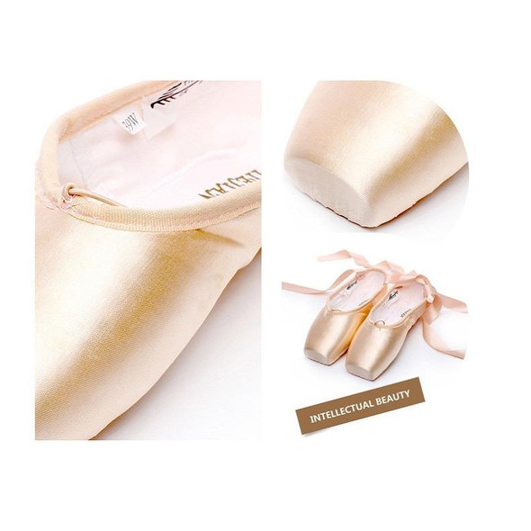 Ballet Lace Pointe Shoes Professional Flat Dance Shoes, Size: 32(Satin Nude)