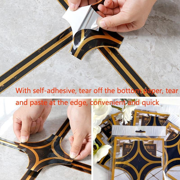 2 Sets Gap Beautification Moisture-Proof Wear-Resistant Floor Stickers(Black Gold)