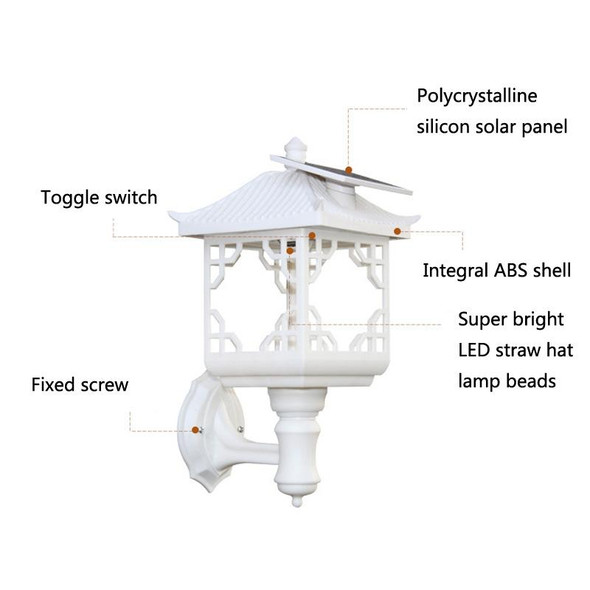 8 LED Solar Outdoor House Appearance Lawn Garden Decoration Light(White Column Cap)