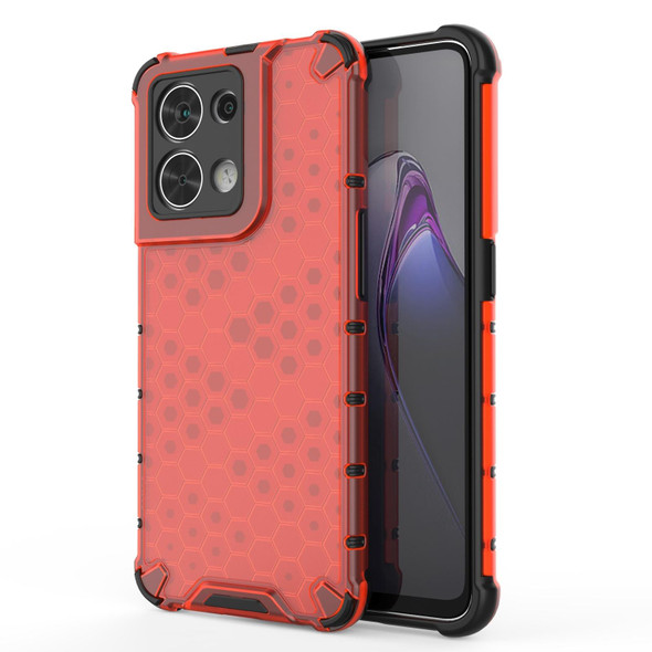 OPPO Reno8 Shockproof Honeycomb PC + TPU Phone Case(Red) - Open Box (Grade A)