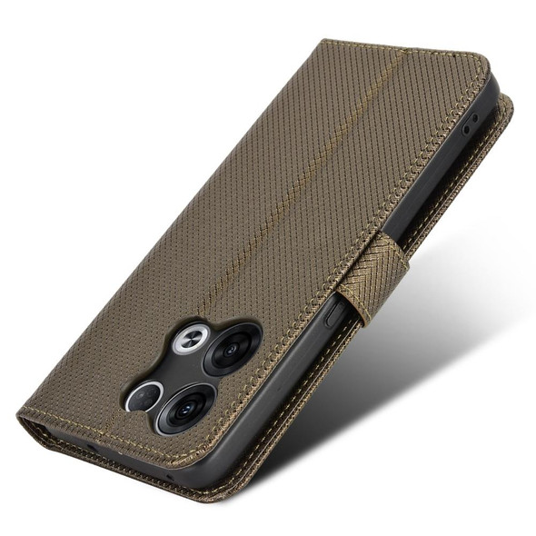 OPPO Reno8 Pro Diamond Texture Leather Phone Case(Brown) - Open Box (Grade A)