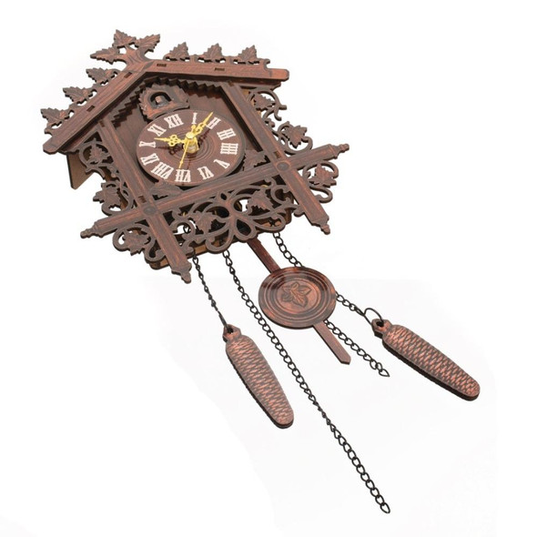 Hanging Handcraft Wooden Clock House Style Cuckoo Wall Clock(Dark Black) - Open Box (Grade A)