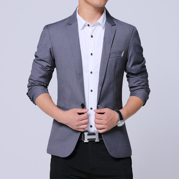 Men Casual Suit Self-cultivation Business Blazer, Size: L(Gray) - Open Box (Grade A)