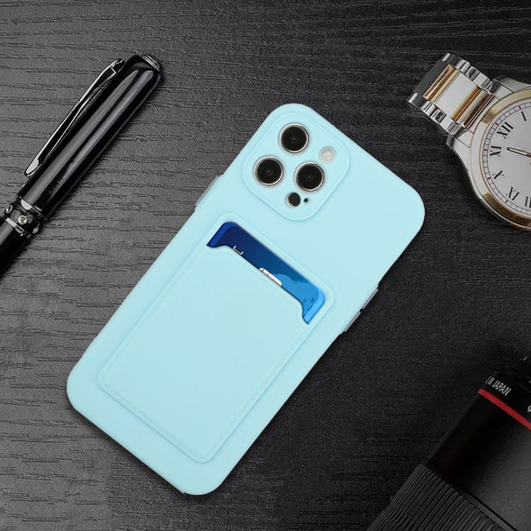 Card Slot Design Shockproof TPU Protective Case - iPhone 12 Pro(Sky Blue)