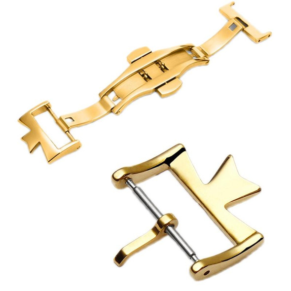 VC Stainless Steel Butterfly Pin Buckle Watch Accessories, Style: 20mm Buckle(Gold)