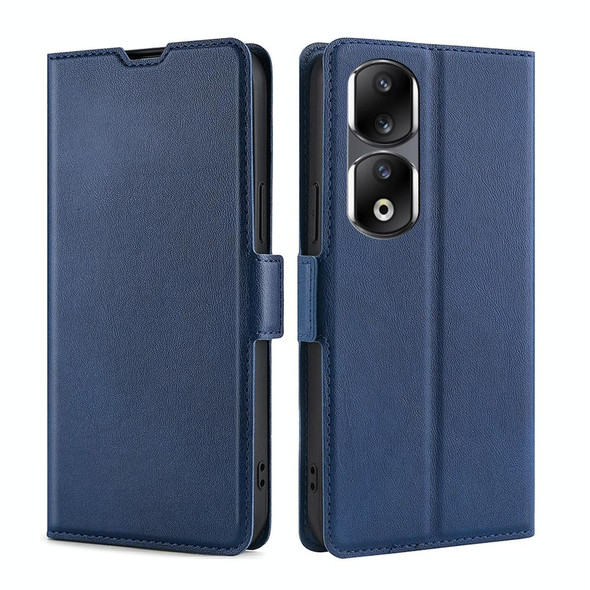 For Honor 90 Pro 5G Ultra-thin Voltage Side Buckle Horizontal Flip Leatherette Phone Case(Blue)