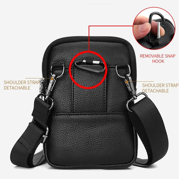 DEABOLAR Men Waist Bag Vertical Waist Belt Hanging Bag Outdoor Sports Mini Mobile Phone Bag(Brown Double Layer)