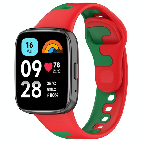 For Redmi Watch 3 Lite Stitching Two Color Silicone Watch Band(Red Green)