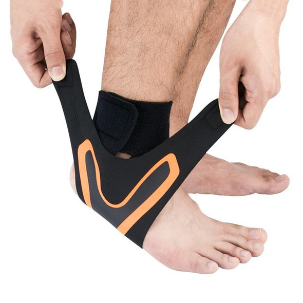 2 PCS Sports Compression Anti-Sprain Ankle Guard Outdoor Basketball Football Climbing Protective Gear, Specification: L, Right Foot (Black Orange)