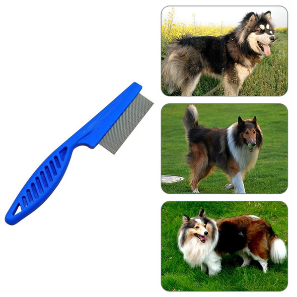 5 PCS Pet Cats Dogs Supplies Combs Fine Toothed Stainless Steel Needle Fleas Removal Combs, Length: 14cm (Blue)