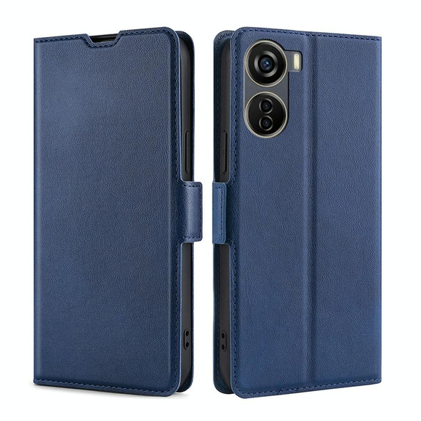 For ZTE Axon 40 Lite Ultra-thin Voltage Side Buckle Horizontal Flip Leather Phone Case(Blue)