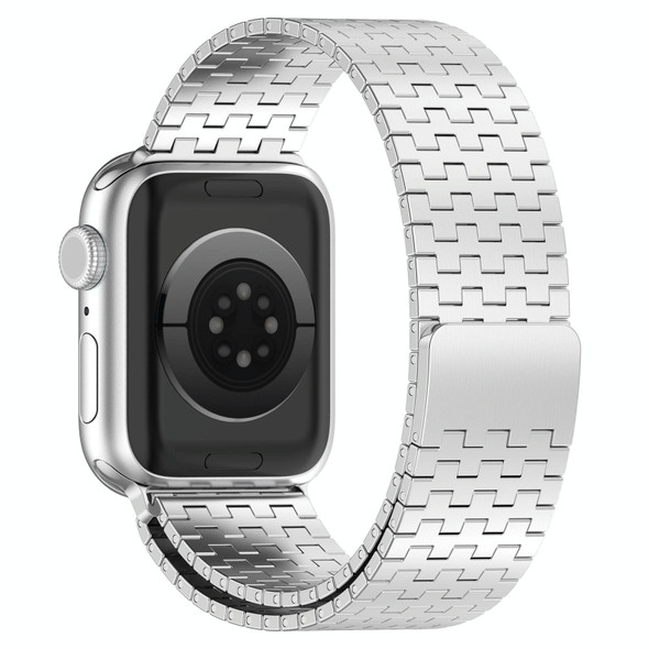 For Apple Watch Ultra 49mm Magnetic Buckle Stainless Steel Metal Watch Band(Silver)