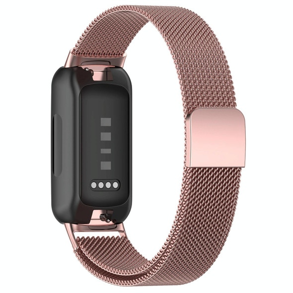 For Fitbit Inspire 3 Milanese Metal Watch Band(Rose Pink)