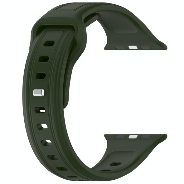 For Apple Watch 4 40mm Square Buckle Silicone Watch Band(Green)