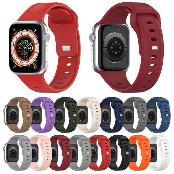 For Apple Watch 38mm Square Buckle Silicone Watch Band(Starlight Color)
