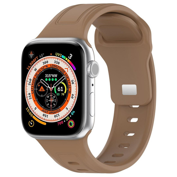 For Apple Watch 5 44mm Square Buckle Silicone Watch Band(Brown)