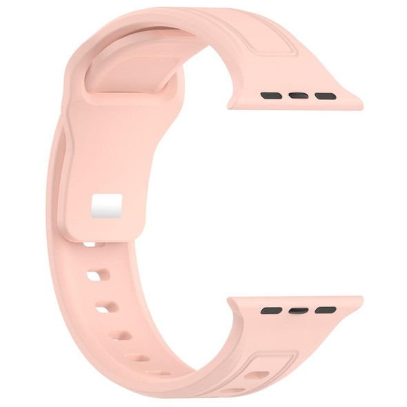 For Apple Watch 42mm Square Buckle Silicone Watch Band(Light Pink)