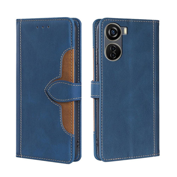 For ZTE Axon 40 Lite Skin Feel Magnetic Buckle Leather Phone Case(Blue)