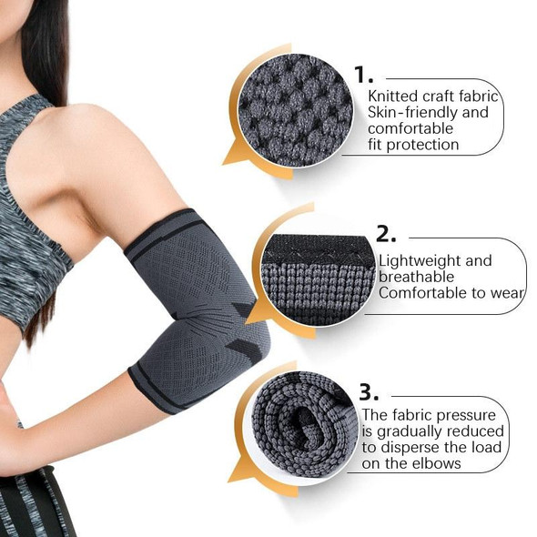 1 Pair Fitness Sports Protective Gear Breathable Sweating Sports Elbow Pads, Size: L (Smoke Gray)