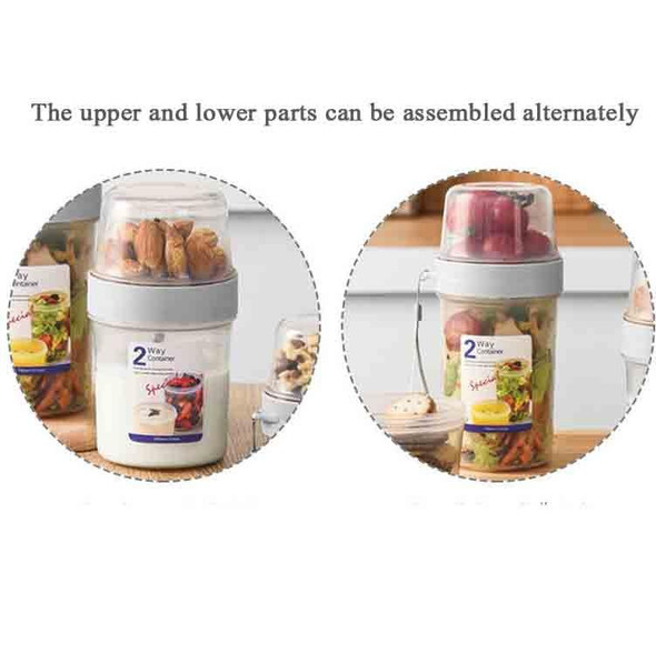 2 PCS High Temperature Resistant Portable Double Storage Tank Transparent Moisture-Proof Food Sealing Cans Snack Storage Tank Nut Storage Tank,Capacity: 150 + 330ml