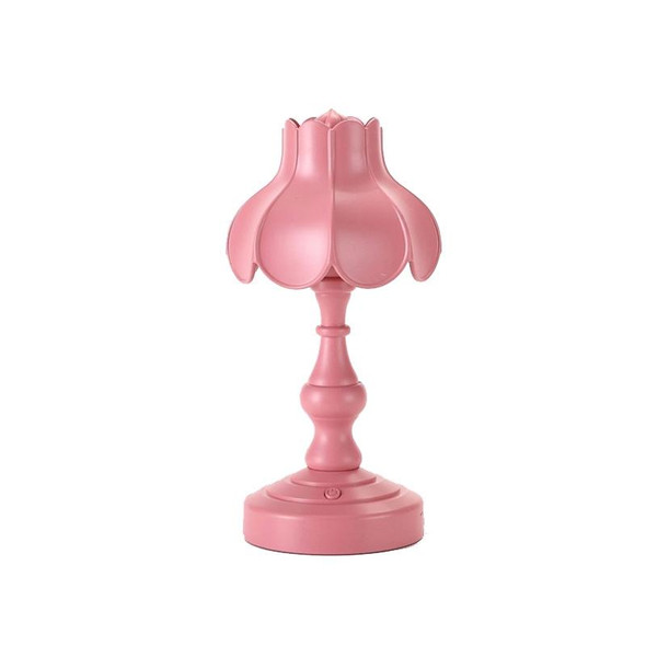 Retro Charging Table Lamp Bedroom Bed LED Eye Protection Light(LD05 Lotus Rose Red)