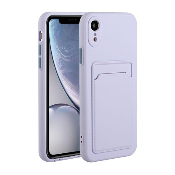 Card Slot Design Shockproof TPU Protective Case - iPhone XR(Purple)