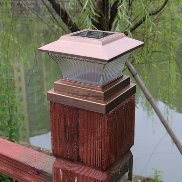 Outdoor Solar Column Lamp IP44 Waterproof Garden Fence Light Solar Street Lamp(Gold Bronze Shell+Warm Light)