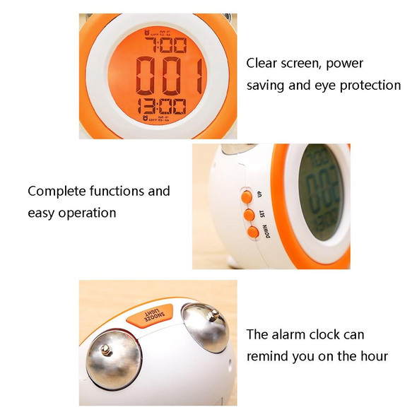 0705 Big Volume Simple Three-Dimensional LED Alarm Clock Mute Luminous Electronic Clock(Light Green)