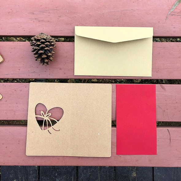 10 PCS Retro Kraft Paper Hollowed Love Greeting Card Valentine Day Message Card(Hit The Heart)