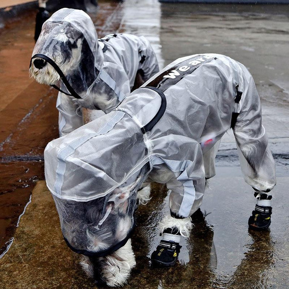 Dog Raincoat Four Foot Waterproof Transparent Reflective Poncho, Size: L(Matte White)