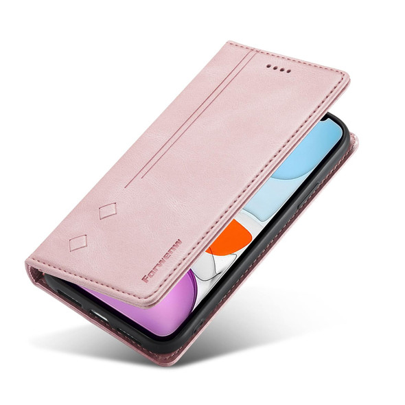 Forwenw F2 Series Magnetic Horizontal Flip Leather Case with Holder & Card Slots & Wallet - iPhone 13(Rose Gold)