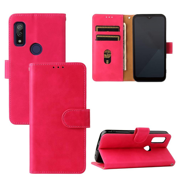 Fujitsu Arrows WE Solid Color Skin Feel Magnetic Buckle Horizontal Flip Calf Texture PU Leather Case with Holder & Card Slots & Wallet(Rose Red)