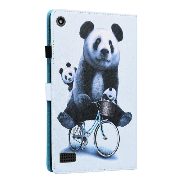 Amazon Kindle Fire 7 Animal Pattern Horizontal Flip Leatherette Case with Holder & Card Slots & Photo Frame & Sleep / Wake-up Function(Cycling Panda)