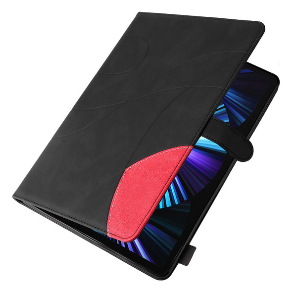 Dual-color Splicing Horizontal Flip PU Leatherette Case with Holder & Card Slots & Sleep / Wake-up Function - iPad Pro 11 (2021/2020/2018) / Air (2020)(Black)