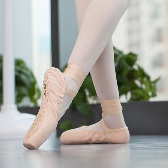 Ballet Lace Pointe Shoes Professional Flat Dance Shoes, Size: 40(Black)