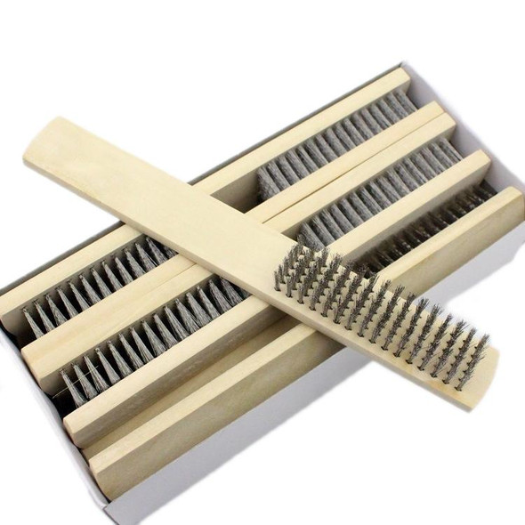 1PC Stainless Steel Wire Brush With Wooden Handle Metal Surface Paint And Rust Cleaning Brush(6-row)