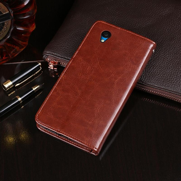 Alcatel 1 2021 idewei Crazy Horse Texture Horizontal Flip Leatherette Case with Holder & Card Slots & Wallet(Brown)