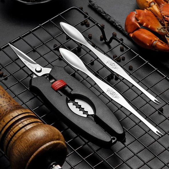 Crab Tool 304 Stainless Steel Crab Fork Crab Scissors Crab Needle,Style: 5 Fork 1 Knife 1 Box