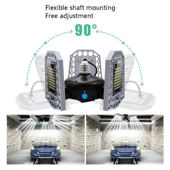 80W LED Industrial Mining Light Waterproof Light Sensor Folding Tri-Leaf Garage Lamp(White Light)