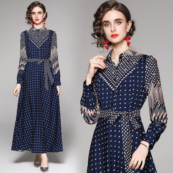 Fashion All-match Waist Slimming Printed Dress (M)