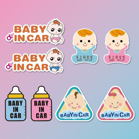 10 PCS There Is A Baby In The Car Stickers Warning Stickers Style: CT223P Triangle Girl Adhesive Stickers
